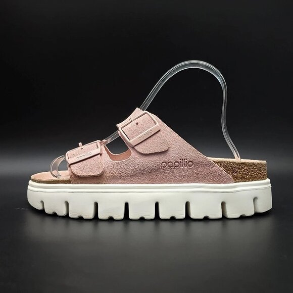 Papillio by Birkenstock Two-Strap Arizona Chunky Pink Sandals Women's Size 7 - Picture 5 of 12